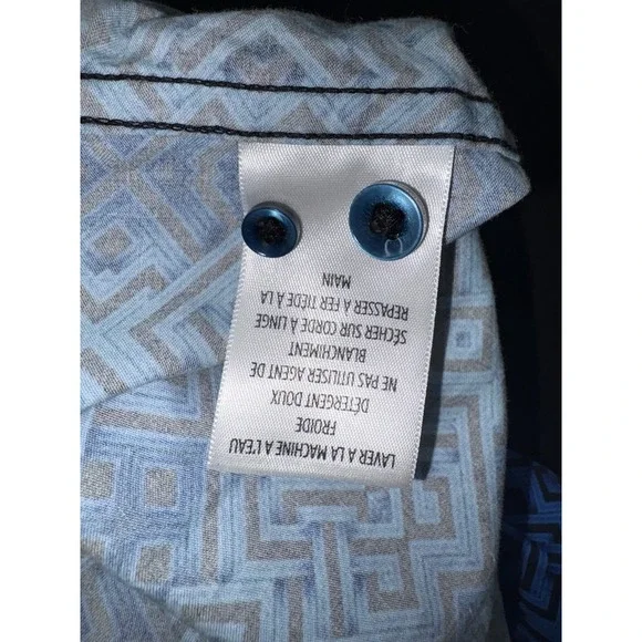 Robert Graham Skull Print Button Up Mens Sz 2XL Blue Purple Cotton Flip Cuff - Picture 7 of 12